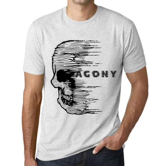 Homme T-Shirt Graphique Imprimé Vintage Tee Anxiety Skull Agony Blanc Chiné