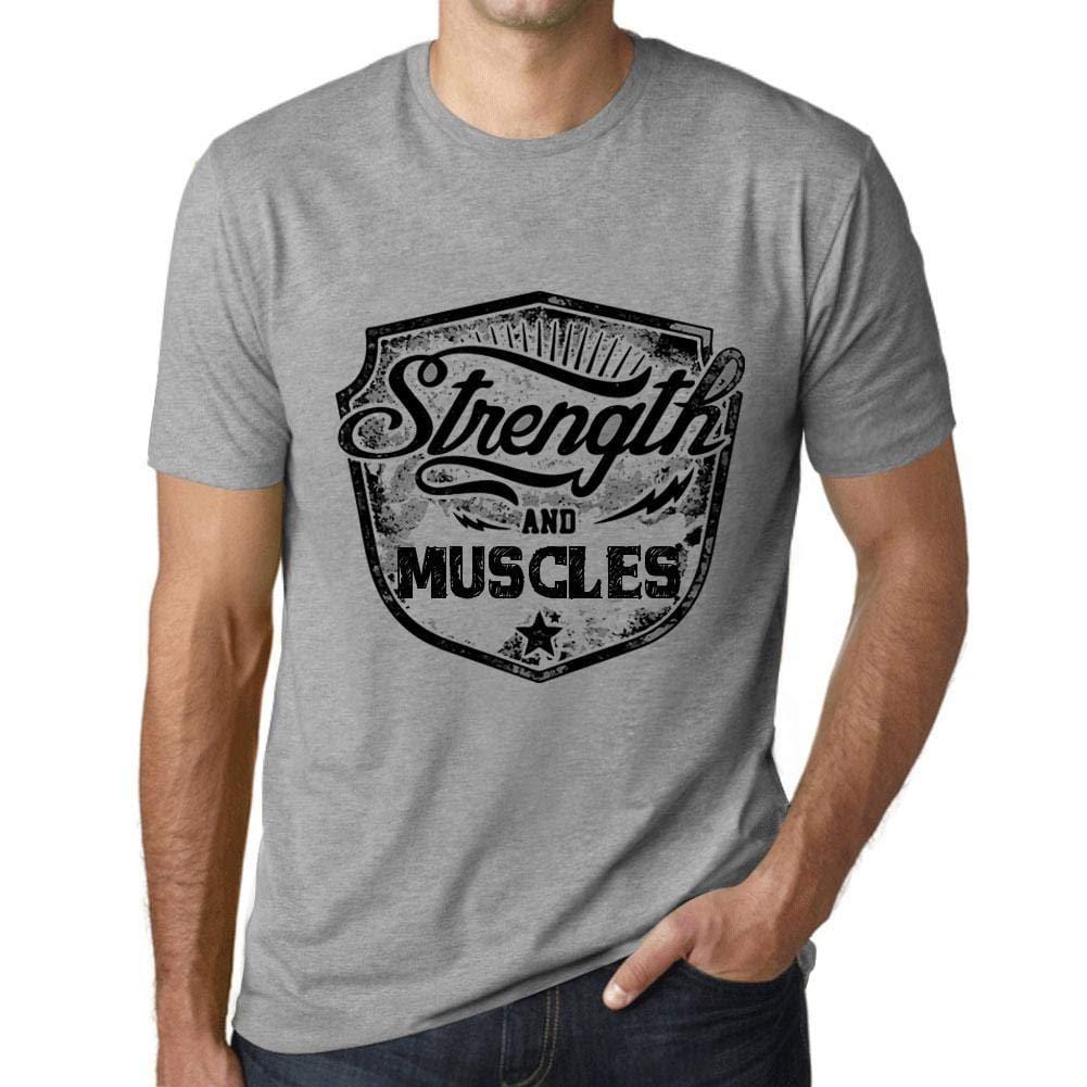 Homme T-Shirt Graphique Imprimé Vintage Tee Strength and Muscles Gris Chiné
