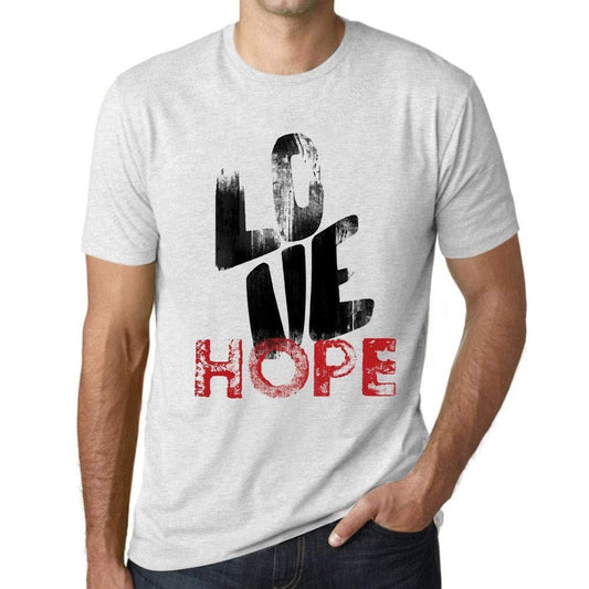 Ultrabasic - Homme T-Shirt Graphique Love Hope Blanc Chiné