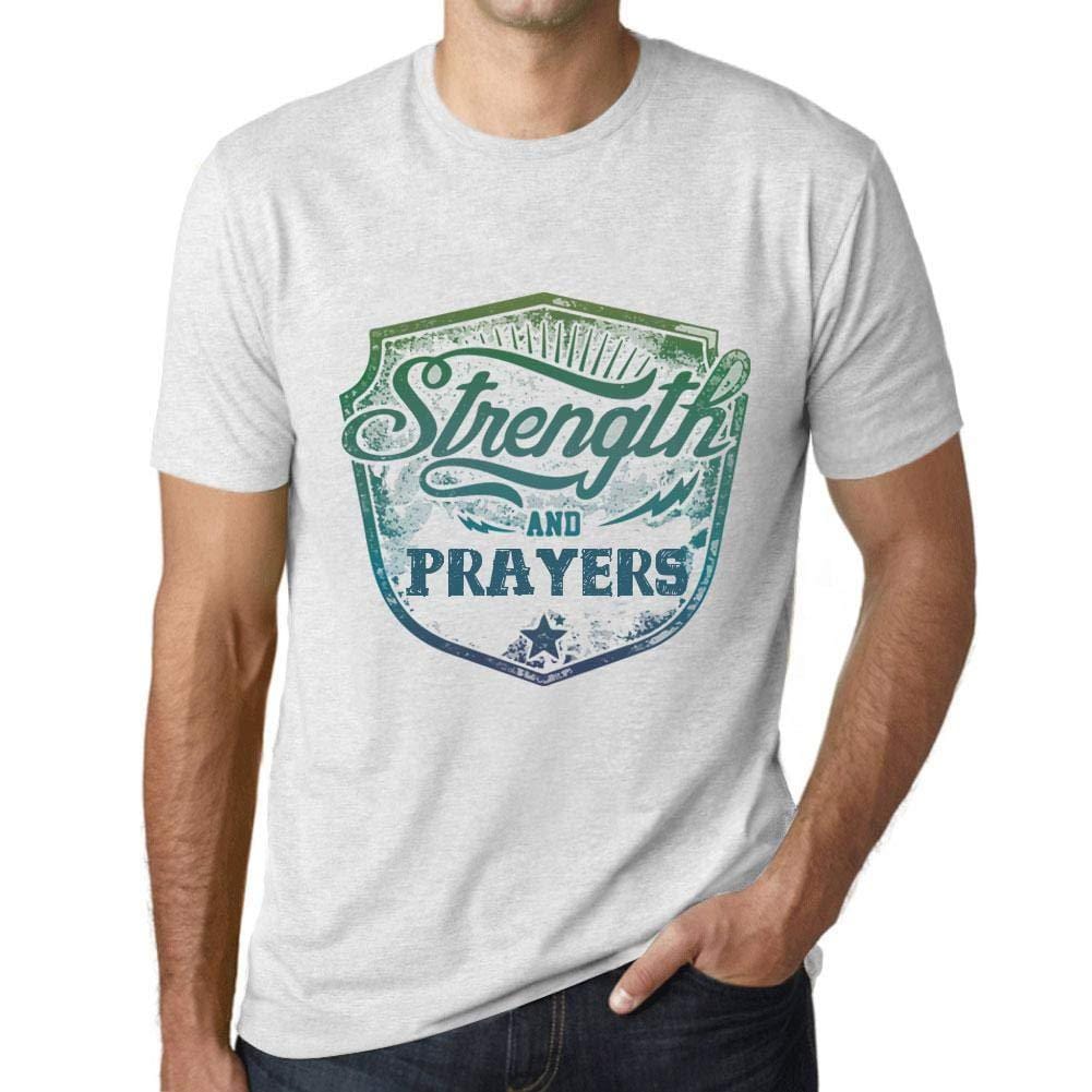 Homme T-Shirt Graphique Imprimé Vintage Tee Strength and Prayers Blanc Chiné