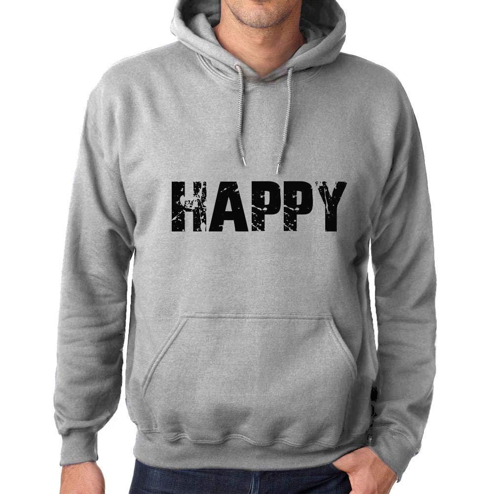 Ultrabasic Homme Femme Unisex Sweat à Capuche Hoodie Popular Words Happy Gris Chiné