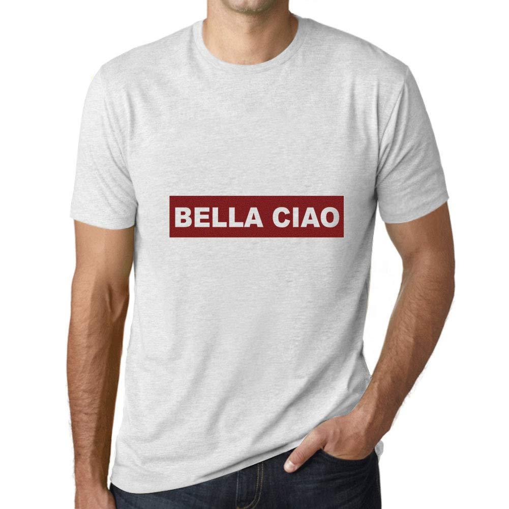 Ultrabasic - Homme Graphique Bella Ciao T-Shirt Imprimé Lettres Blanc Chiné