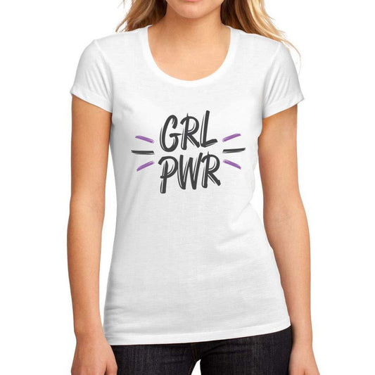 Femme Graphique Tee Shirt Girl Power Brush Blanc