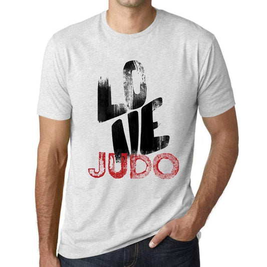 Ultrabasic - Homme T-Shirt Graphique Love Judo Blanc Chiné