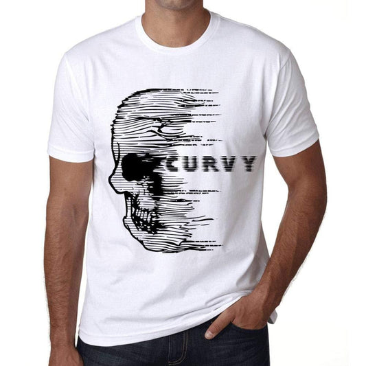 Homme T-Shirt Graphique Imprimé Vintage Tee Anxiety Skull Curvy Blanc