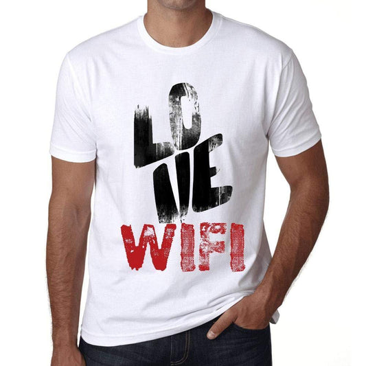 Ultrabasic - Homme T-Shirt Graphique Love WiFi Blanc