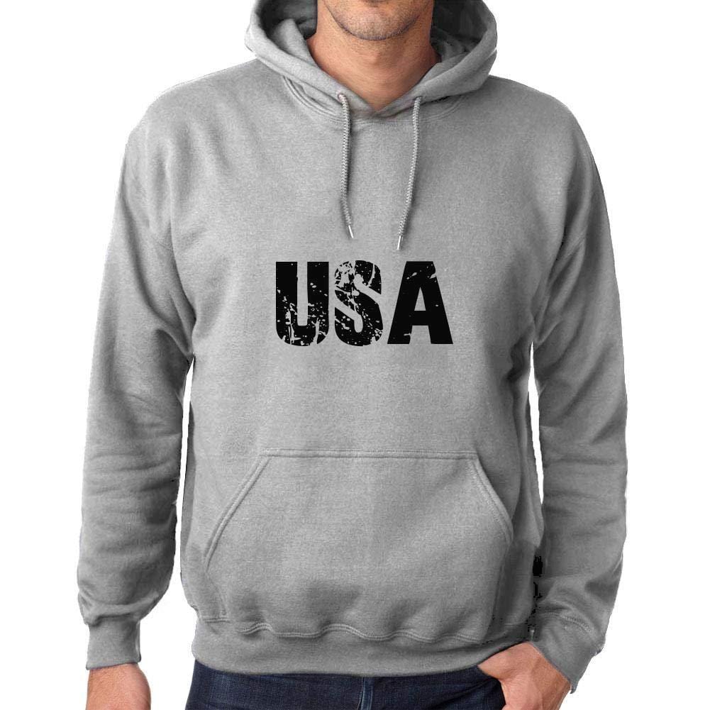 Ultrabasic Homme Femme Unisex Sweat à Capuche Hoodie Popular Words USA Gris Chiné