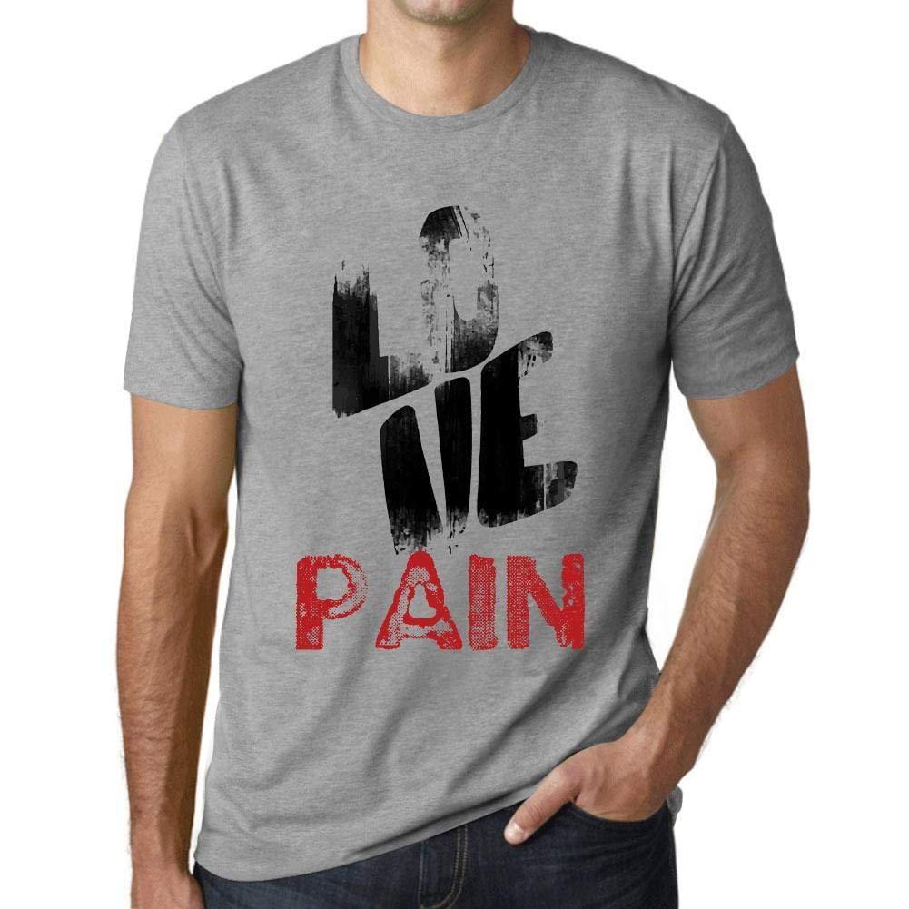 Ultrabasic - Homme T-Shirt Graphique Love Pain Gris Chiné