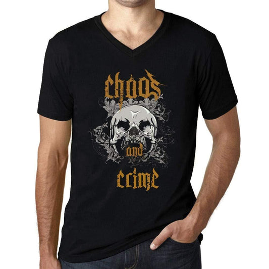 Ultrabasic - Homme Graphique Col V Tee Shirt Chaos and Crime Noir Profond