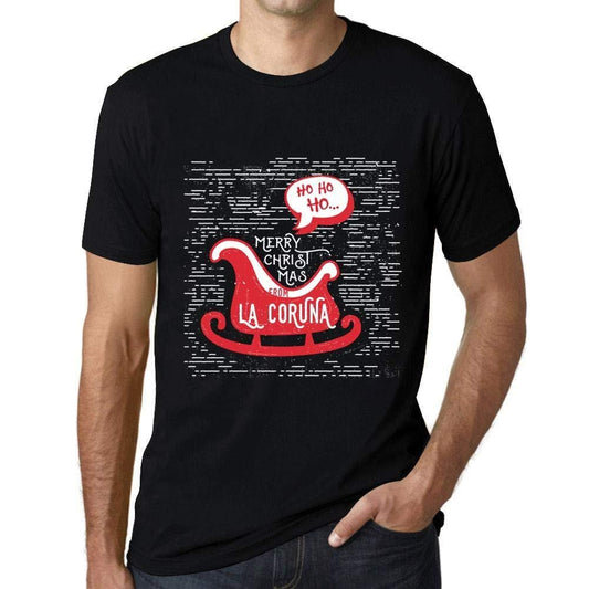 Ultrabasic Homme T-Shirt Graphique Merry Christmas from LA CORUNA Noir Profond
