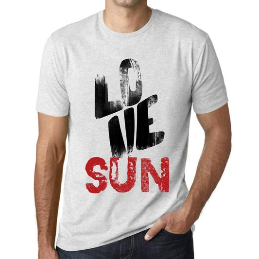 Ultrabasic - Homme T-Shirt Graphique Love Sun Blanc Chiné