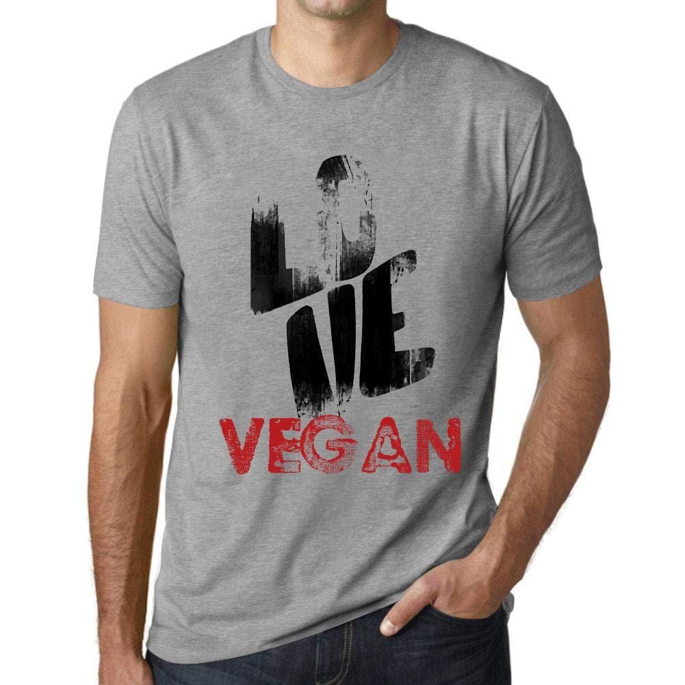 Ultrabasic - Homme T-Shirt Graphique Love Vegan Gris Chiné