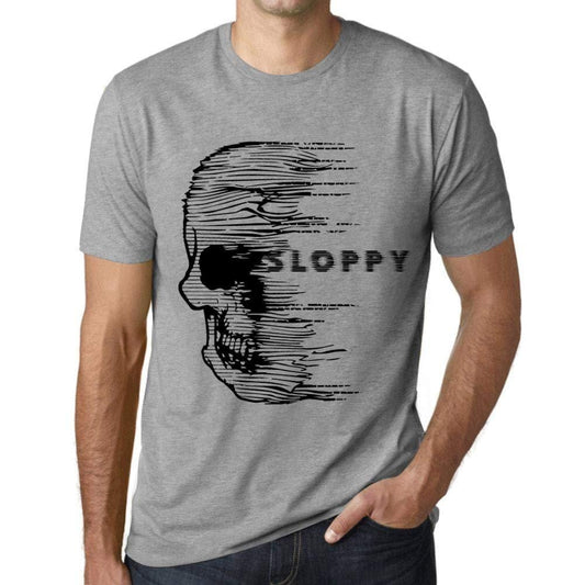 Homme T-Shirt Graphique Imprimé Vintage Tee Anxiety Skull Sloppy Gris Chiné