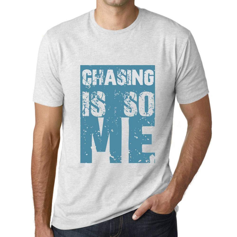 Homme T-Shirt Graphique Chasing is So Me Blanc Chiné