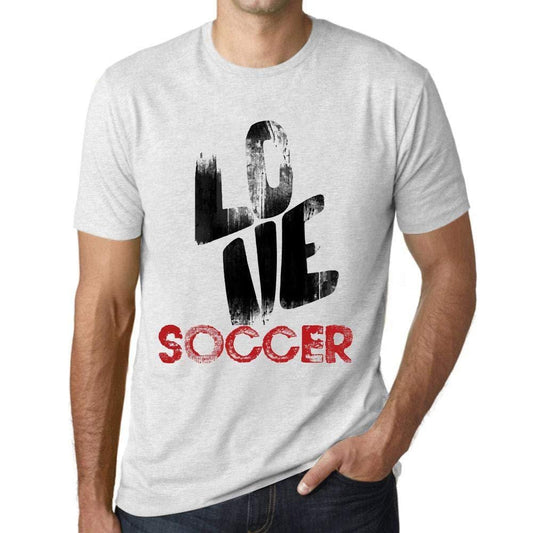 Ultrabasic - Homme T-Shirt Graphique Love Soccer Blanc Chiné