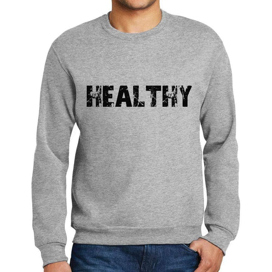 Ultrabasic Homme Imprimé Graphique Sweat-Shirt Popular Words Healthy Gris Chiné