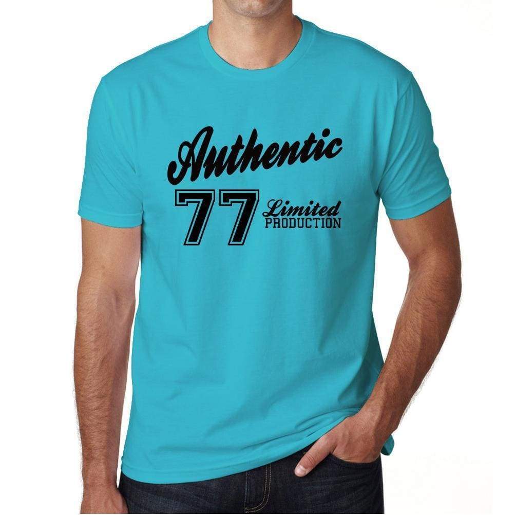 77 Authentic Blue Mens Short Sleeve Round Neck T-Shirt 00122 - Blue / S - Casual