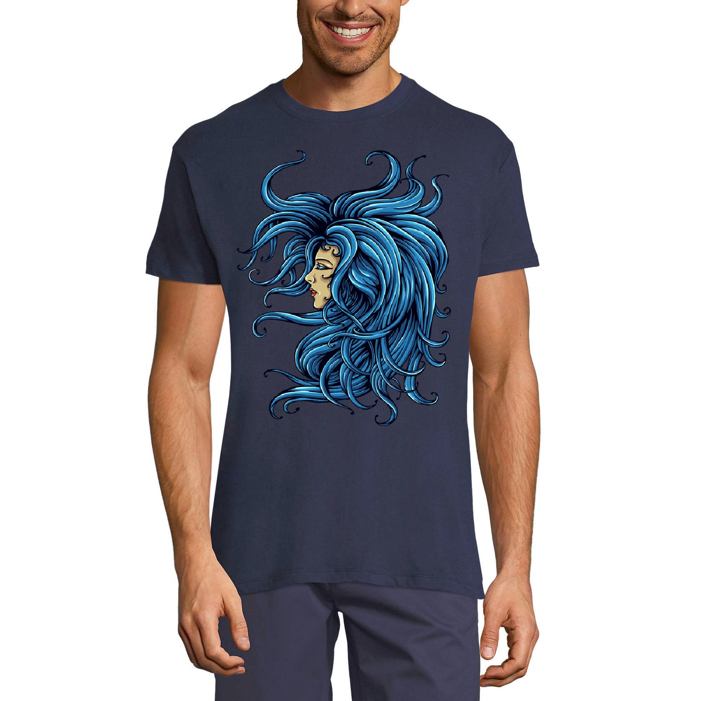 ULTRABASIC Men's Graphic T-Shirt Lady With Blue Hair - Shirt for Men