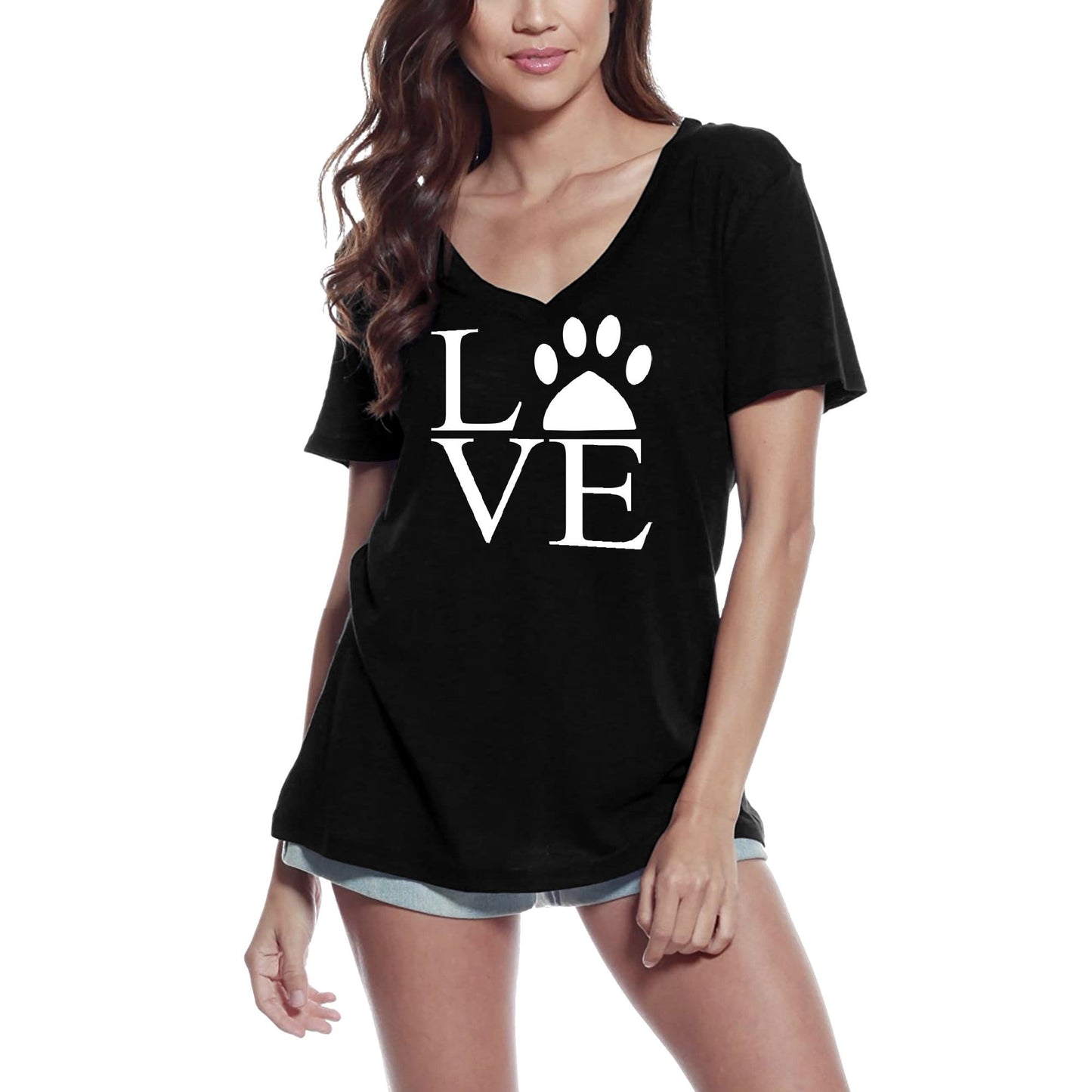 ULTRABASIC Women's T-Shirt Love Dog Paws - Short Sleeve Tee Shirt Tops