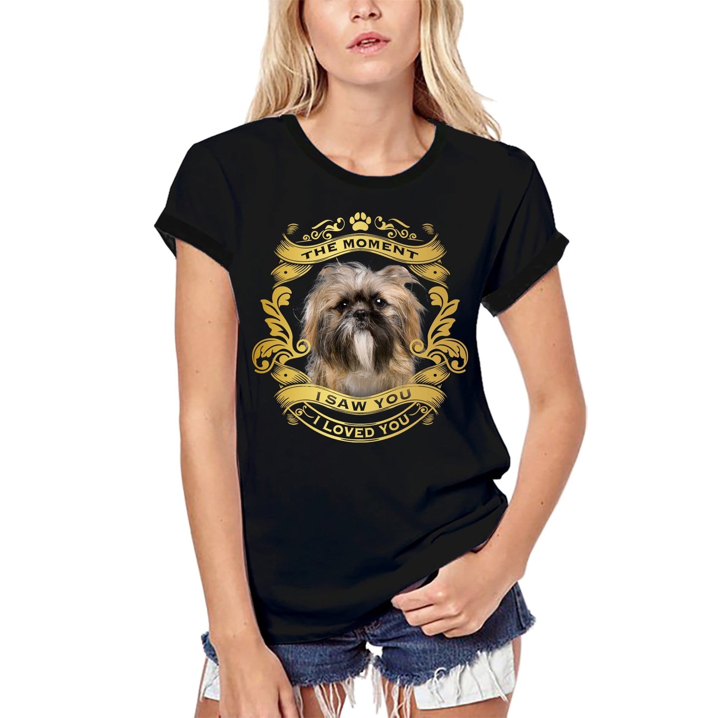 ULTRABASIC Women's Organic T-Shirt Shih Tzu Dog - Moment I Saw You I Loved You Puppy Tee Shirt for Ladies