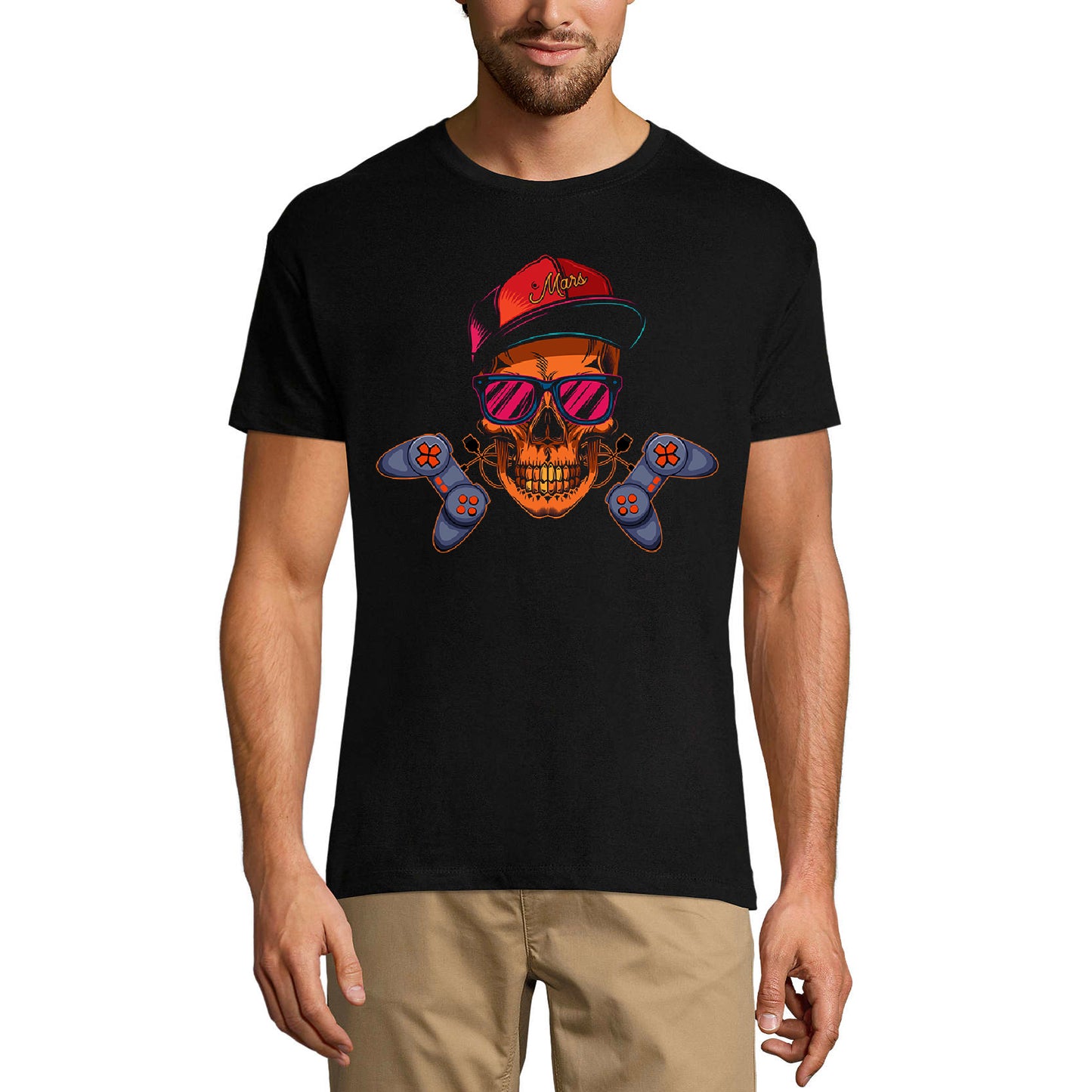 ULTRABASIC Men's Gaming T-Shirt Gamer Skull Joystick - Funny Joke Shirt for Men