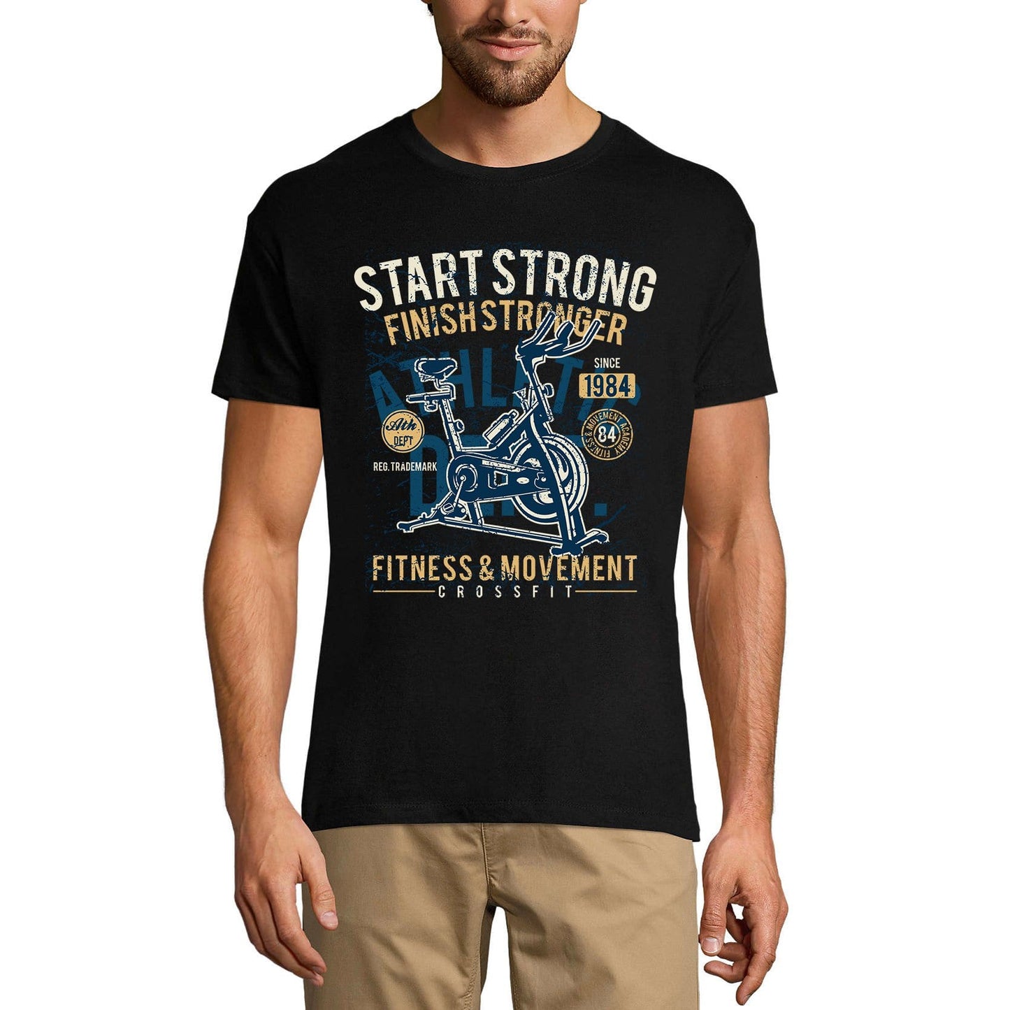 ULTRABASIC Men's Graphic T-Shirt Start Strong Finish Stronger 1984 - Motivational Quote