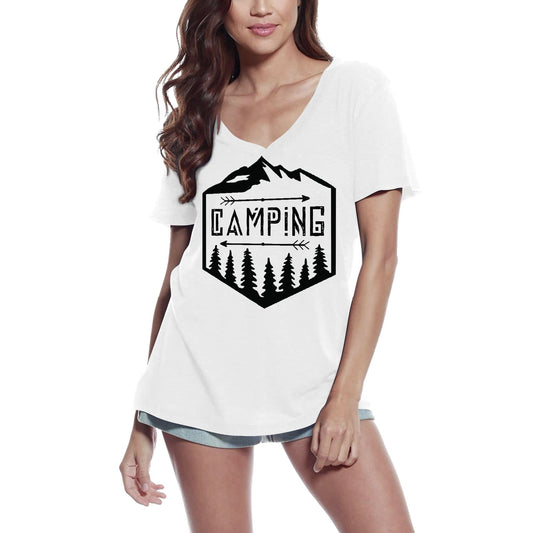ULTRABASIC Women's T-Shirt Camping Adventure Shirt - Camping Shirts for Women happy camper t shirt women tshirts camping long sleeve summer patagonia camp gifts cotton mountains adventure merch time clothes girly girl original t shirts outdoor travel buddies road trip novelty bike travel sport fish retro mountain wolf