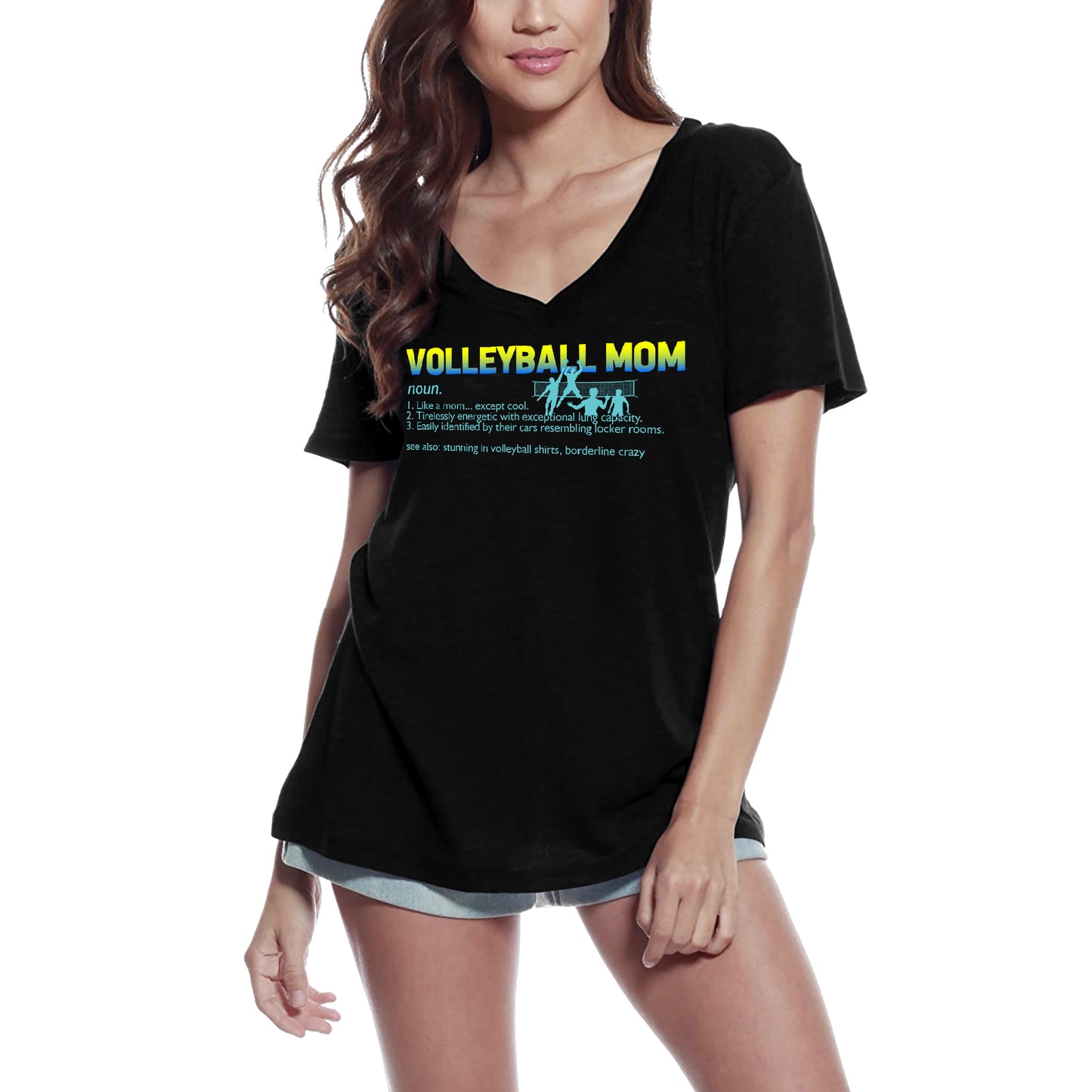 ULTRABASIC Women's V-Neck T-Shirt Definition of Volleyball Mom - Funny Quote