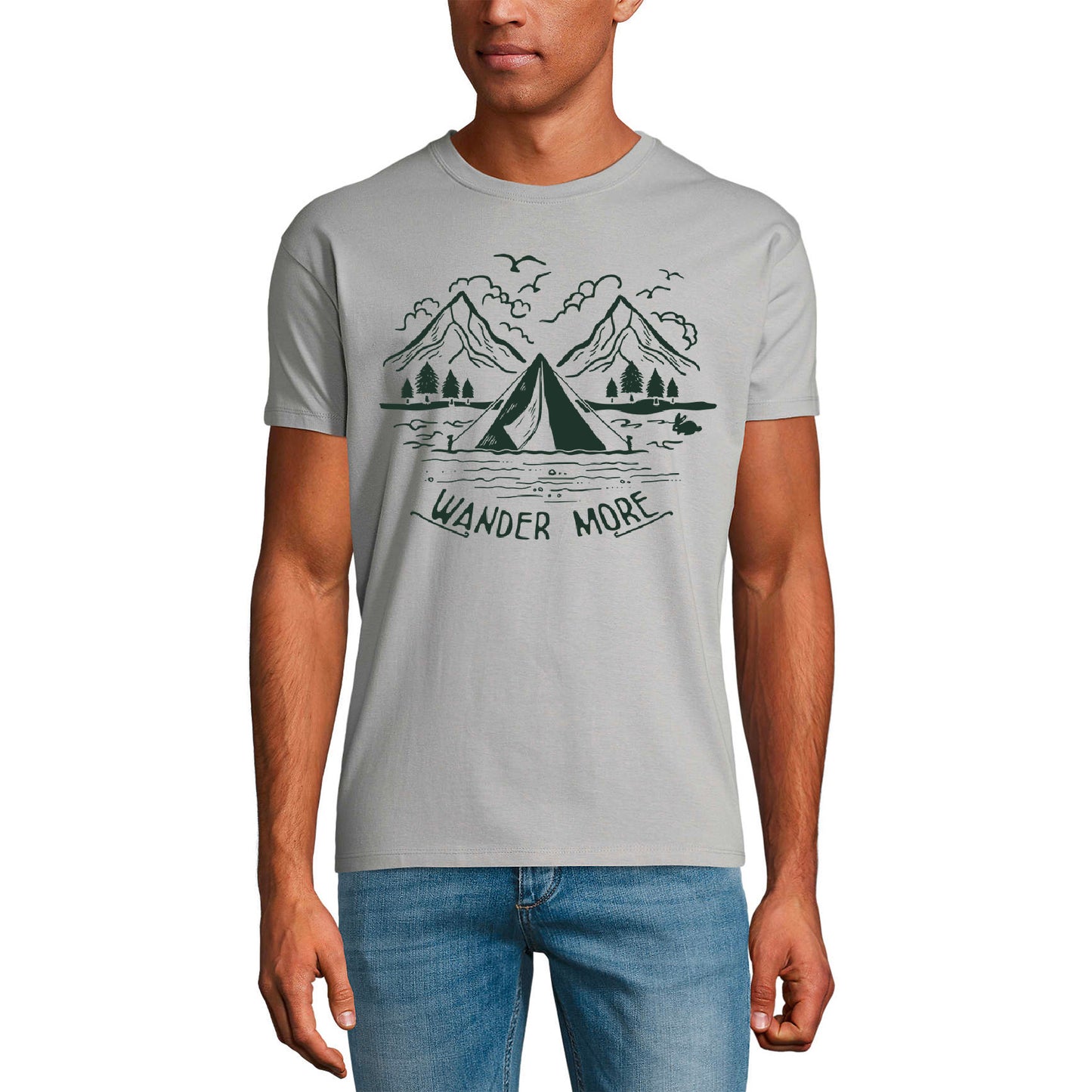 ULTRABASIC Men's Graphic T-Shirt Wander More - Mountain Hiker Tee Shirt