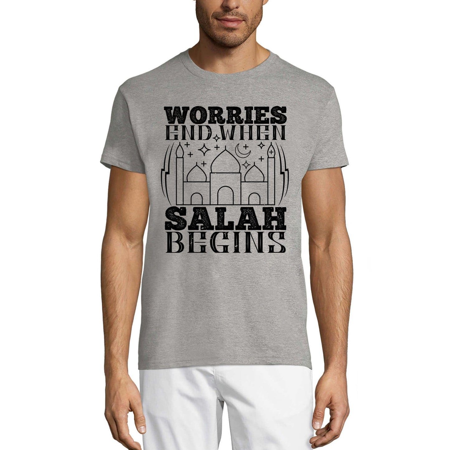 ULTRABASIC Men's T-Shirt Worries End When Salah Begins - Religious Quote