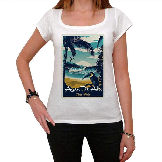 Agua De Alto Pura Vida Beach Name White Womens Short Sleeve Round Neck T-Shirt 00297 - White / Xs - Casual