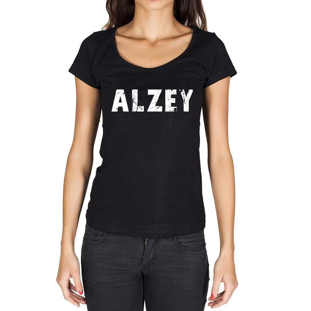 Alzey German Cities Black Womens Short Sleeve Round Neck T-Shirt 00002 - Casual
