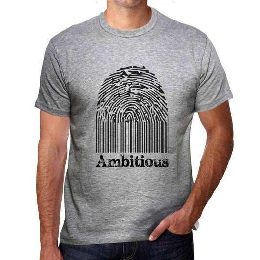 Ambitious Fingerprint, Grey, Men's Short Sleeve Round Neck T-shirt, gift t-shirt 00309 - Ultrabasic