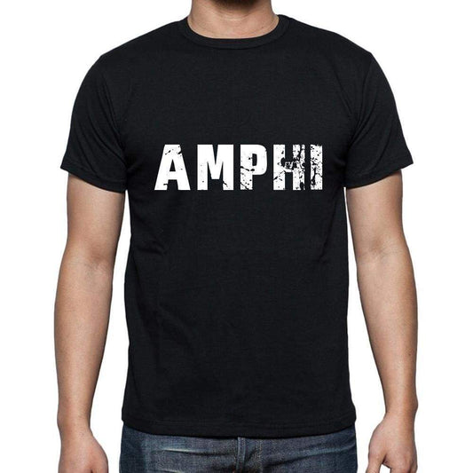 Amphi Mens Short Sleeve Round Neck T-Shirt 5 Letters Black Word 00006 - Casual