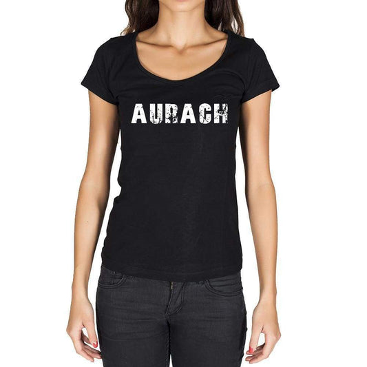 Aurach German Cities Black Womens Short Sleeve Round Neck T-Shirt 00002 - Casual