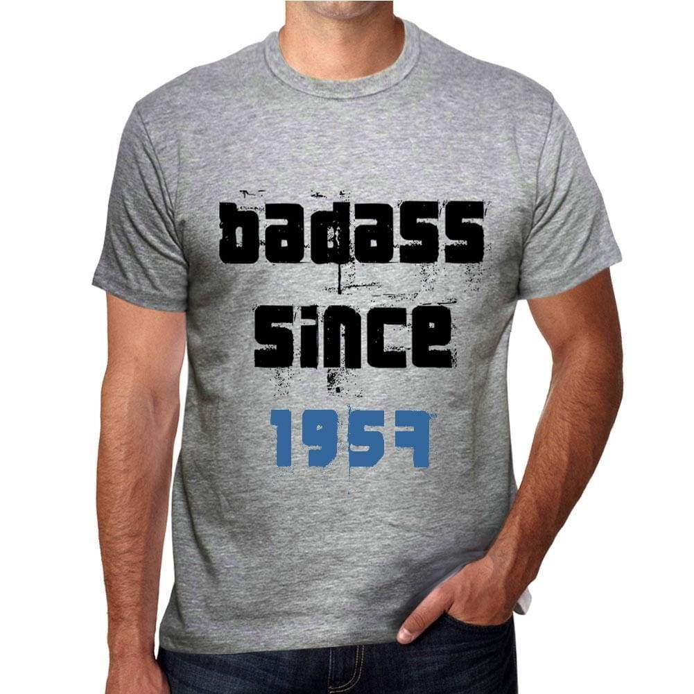 Badass Since 1957 Men's T-shirt Grey Birthday Gift 00430 - Ultrabasic