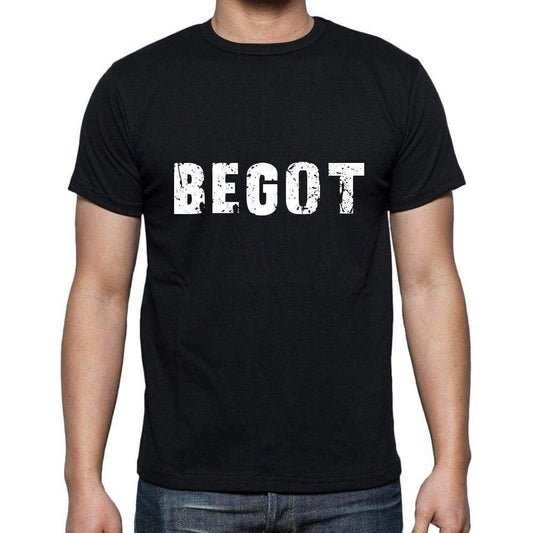 Begot Mens Short Sleeve Round Neck T-Shirt 5 Letters Black Word 00006 - Casual