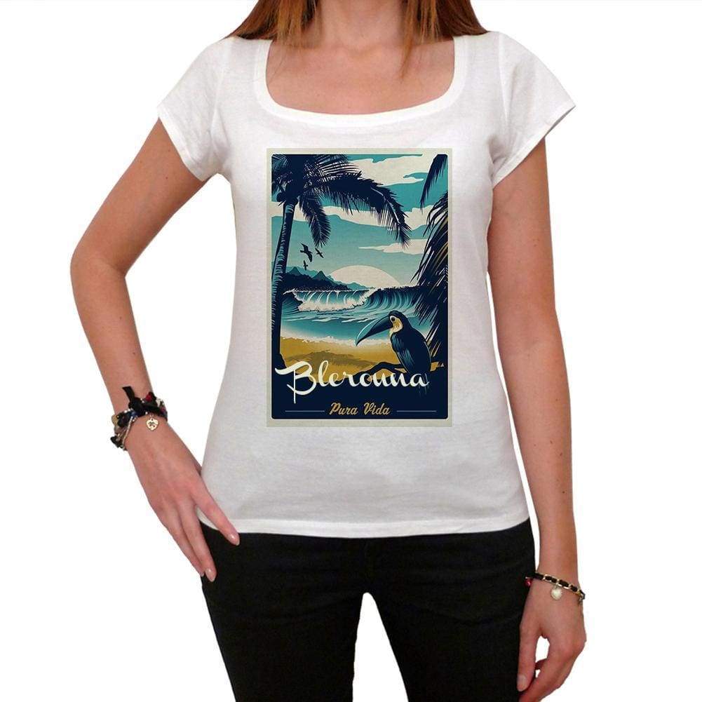 Blerouna Pura Vida Beach Name White Womens Short Sleeve Round Neck T-Shirt 00297 - White / Xs - Casual