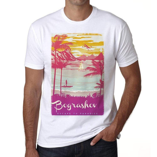 Bograshov Escape To Paradise White Mens Short Sleeve Round Neck T-Shirt 00281 - White / S - Casual