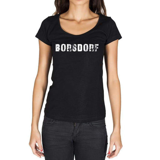 Borsdorf German Cities Black Womens Short Sleeve Round Neck T-Shirt 00002 - Casual