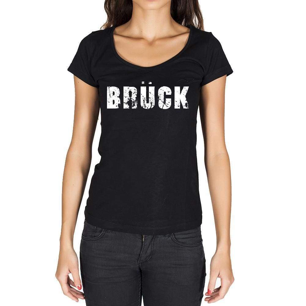 Brück German Cities Black Womens Short Sleeve Round Neck T-Shirt 00002 - Casual