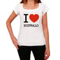 Buffalo I Love Citys White Womens Short Sleeve Round Neck T-Shirt 00012 - White / Xs - Casual
