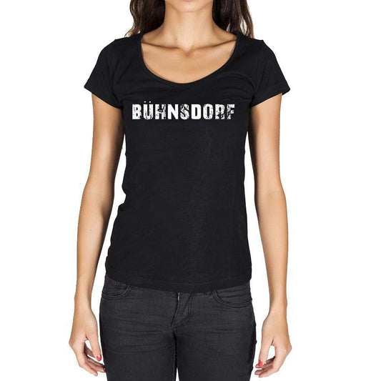 Bühnsdorf German Cities Black Womens Short Sleeve Round Neck T-Shirt 00002 - Casual