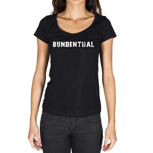 Bundenthal German Cities Black Womens Short Sleeve Round Neck T-Shirt 00002 - Casual