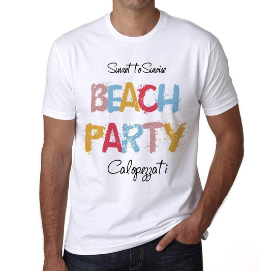Calopezzati Beach Party White Mens Short Sleeve Round Neck T-Shirt 00279 - White / S - Casual