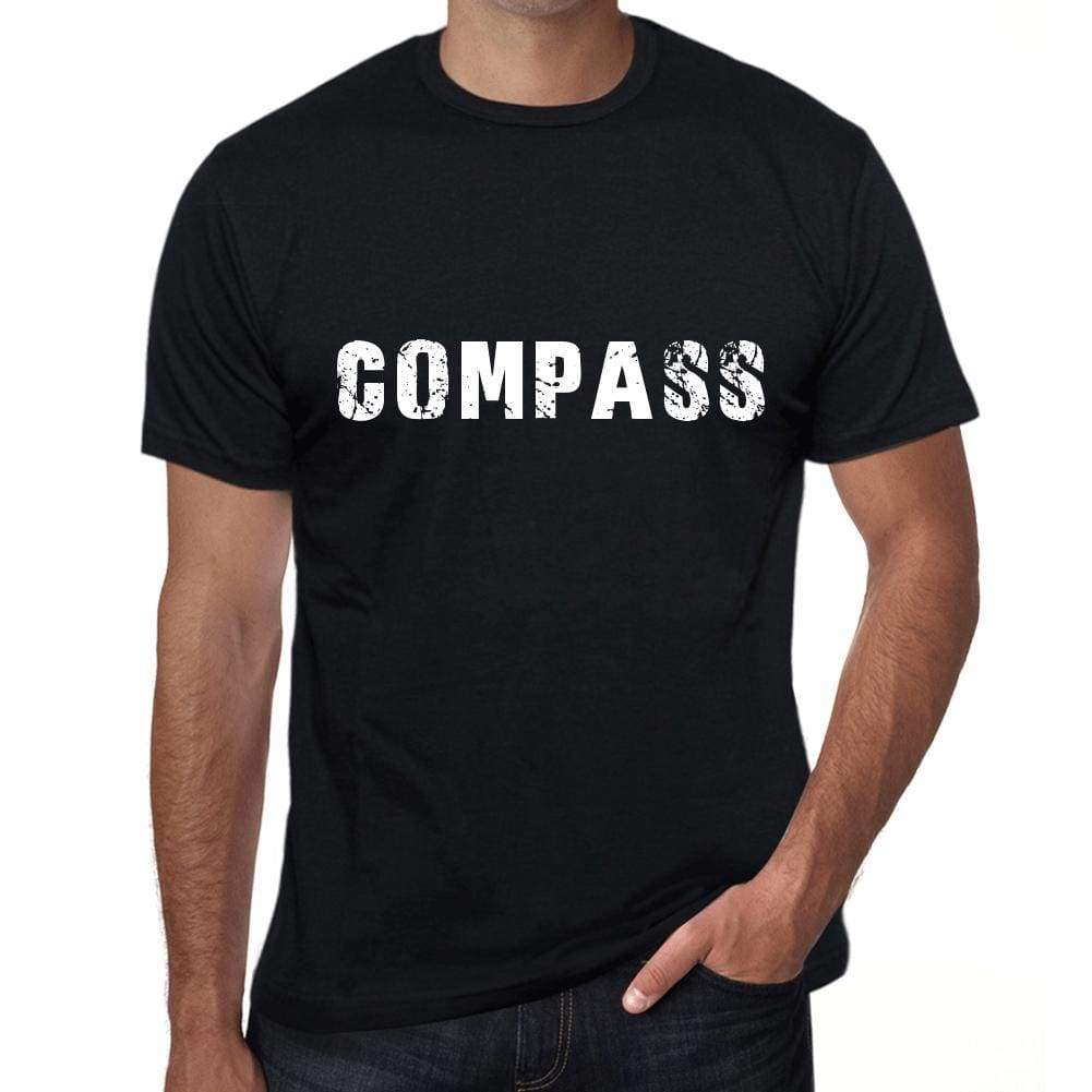 Compass Mens Vintage T Shirt Black Birthday Gift 00555 - Black / Xs - Casual