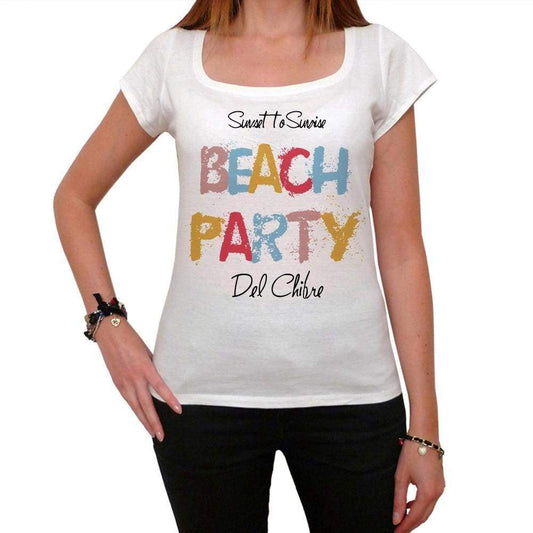 Del Chifre Beach Party White Womens Short Sleeve Round Neck T-Shirt 00276 - White / Xs - Casual