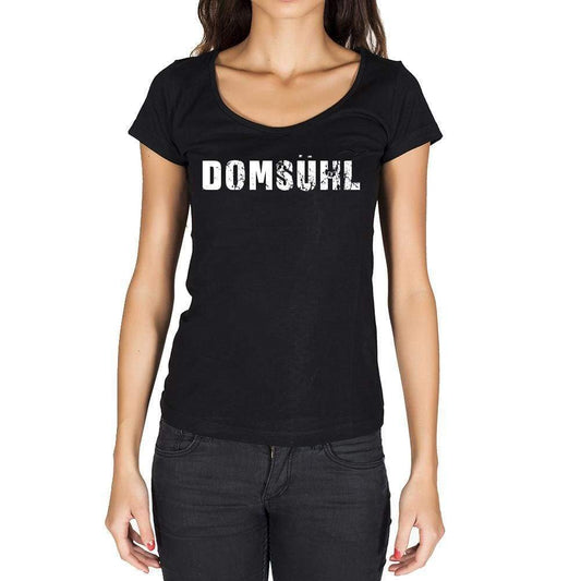 Domsühl German Cities Black Womens Short Sleeve Round Neck T-Shirt 00002 - Casual