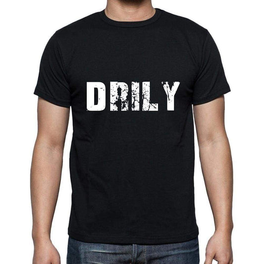 Drily Mens Short Sleeve Round Neck T-Shirt 5 Letters Black Word 00006 - Casual