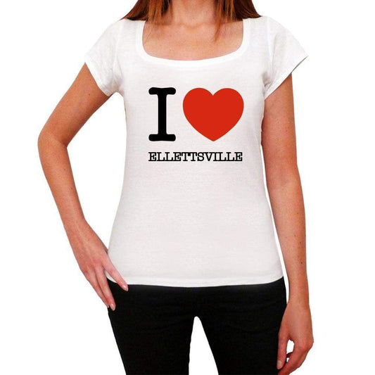 Ellettsville I Love Citys White Womens Short Sleeve Round Neck T-Shirt 00012 - White / Xs - Casual